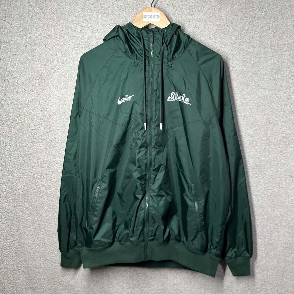 Michigan State Spartans Jacket Mens L Nike Hoodie Team Windrunner Nylon Full Zip